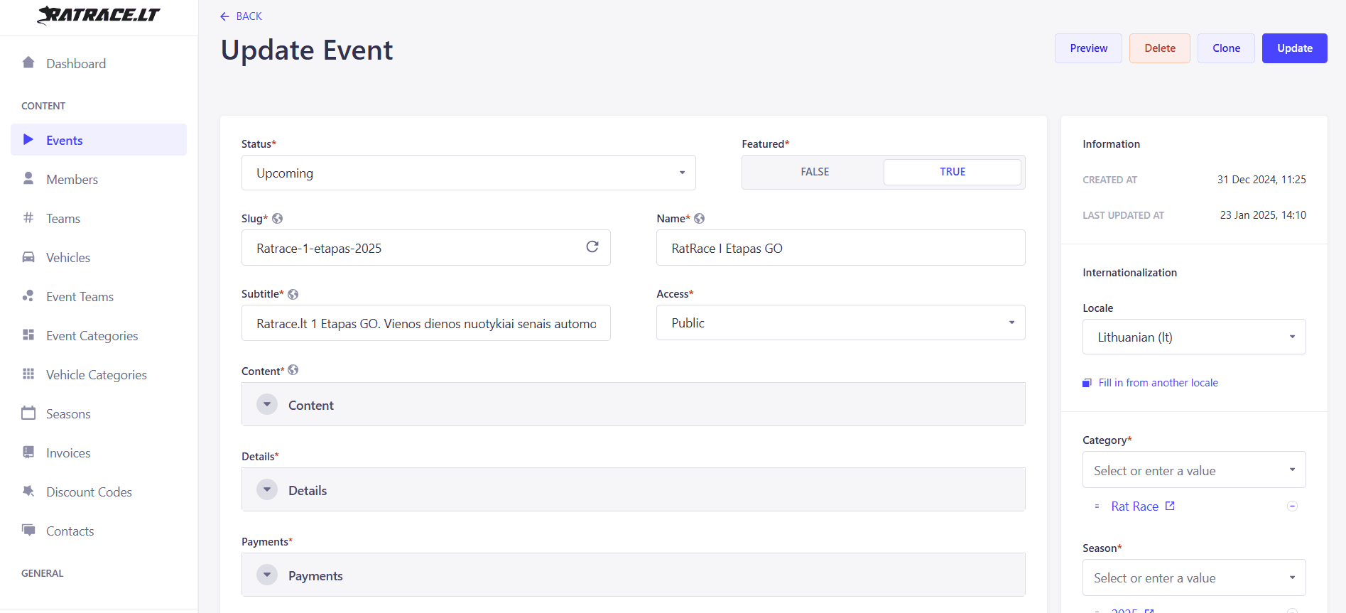 Ratrace CMS Project